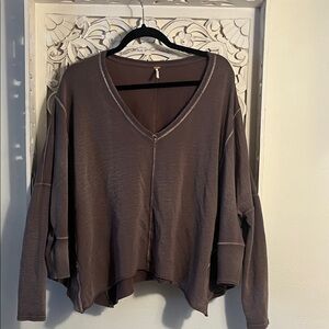 Free People Purple V-Neck Sweatshirt